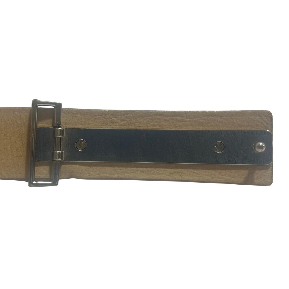 VTG Carlisle Tan Alligator Pattern Leather Belt Matching Oblong Buckle USA Small - Picture 2 of 6